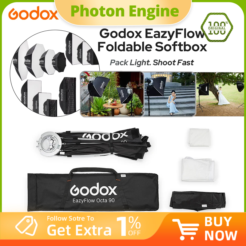 Photography Lighting Set Up - Godox Seri EazyFlow, Softbox Lipat dengan