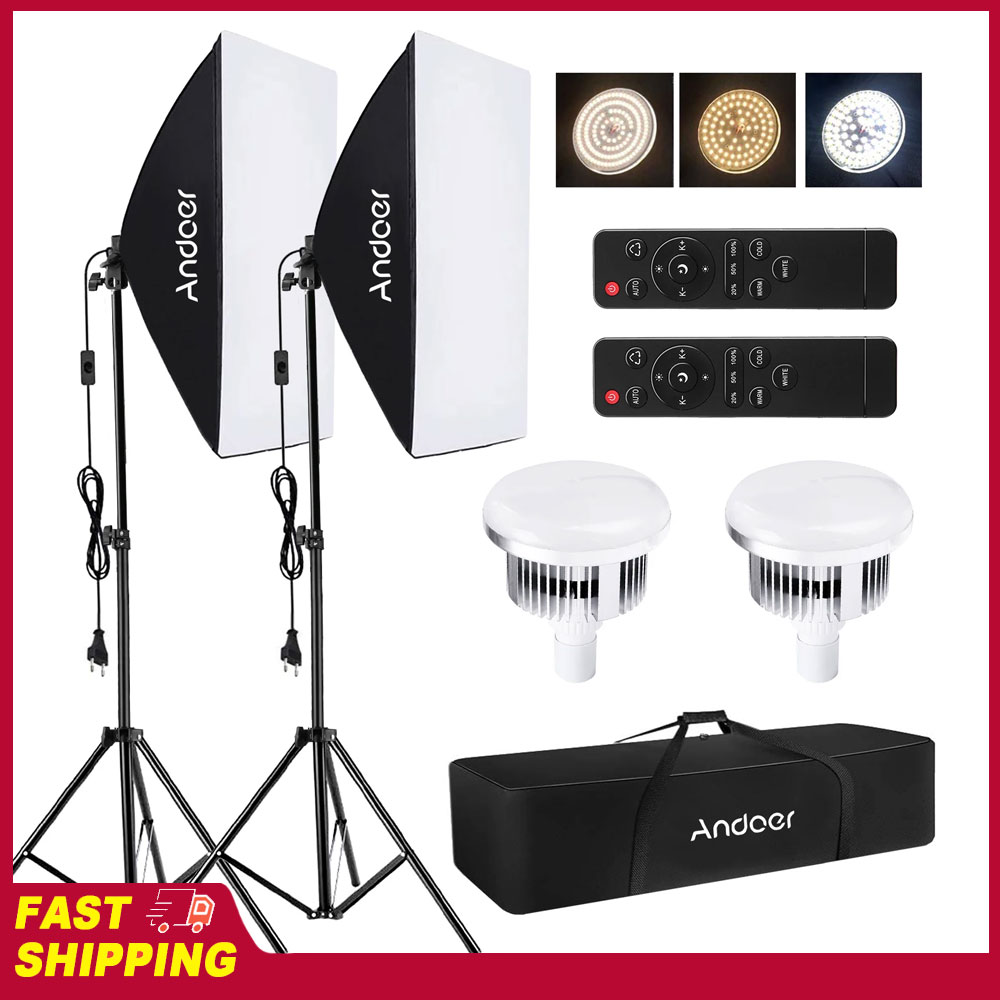 Set Pencahayaan Softbox Andoer - Photography Umbrella Lighting Kit ulasan dan harga